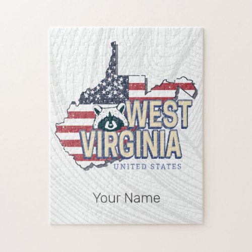 West Virginia United States Retro Map Vintage USA Jigsaw Puzzle
