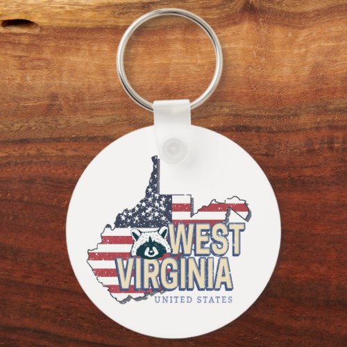 West Virginia United States Retro Map Vintage USA Keychain