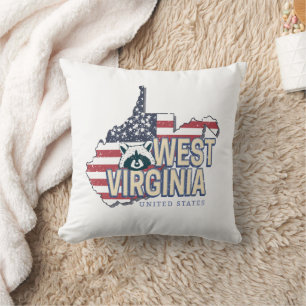 West Virginia United States Retro Map Vintage USA Throw Pillow