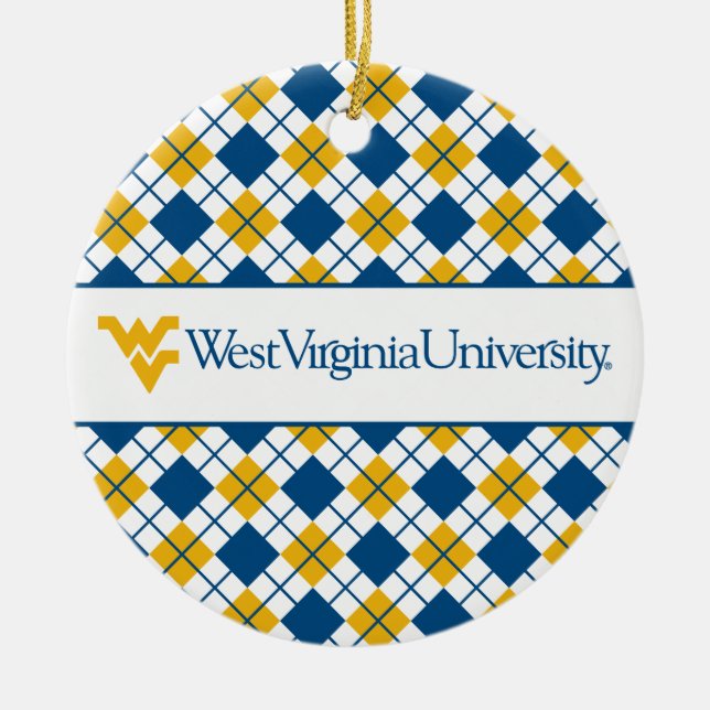 West Virginia University Ceramic Ornament (Front)