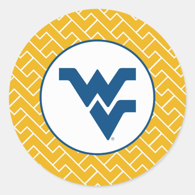 West Virginia University Flying WV Classic Round Sticker (Front)
