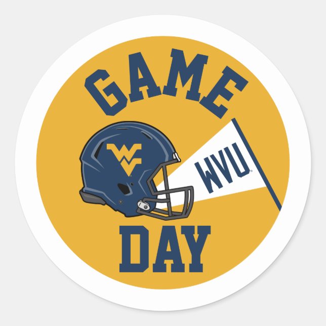 West Virginia University Game Day Classic Round Sticker (Front)