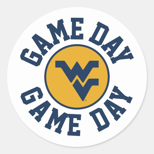 West Virginia University Game Day Classic Round Sticker (Front)
