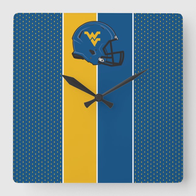 West Virginia University Helmet Square Wall Clock (Front)