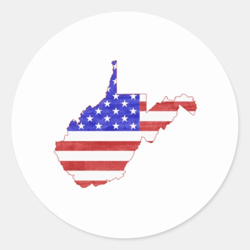 West Virginia USA flag silhouette state map Classic Round Sticker