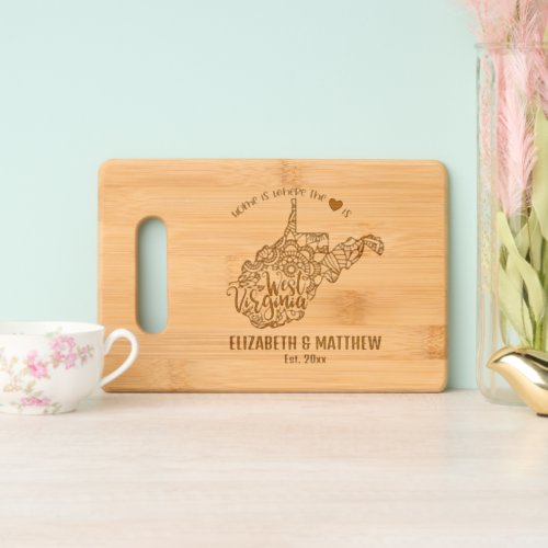 West Virginia USA state map outline newly weds USA Cutting Board