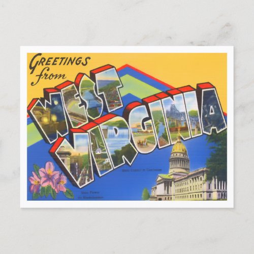 West Virginia Vintage Big Letters Postcard