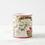 West Virginia Vintage Illustrated  Coffee Mug<br><div class="desc">A very old,  vintage postcard map of  West Virginia repurposed on a mug!  You can change the background color or reposition the image or simply purchase it as is.</div>