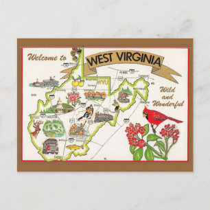 West Virginia Vintage Illustrated Postcard
