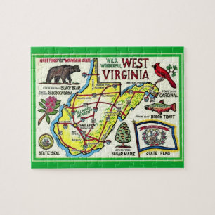 West Virginia Vintage Map Puzzle