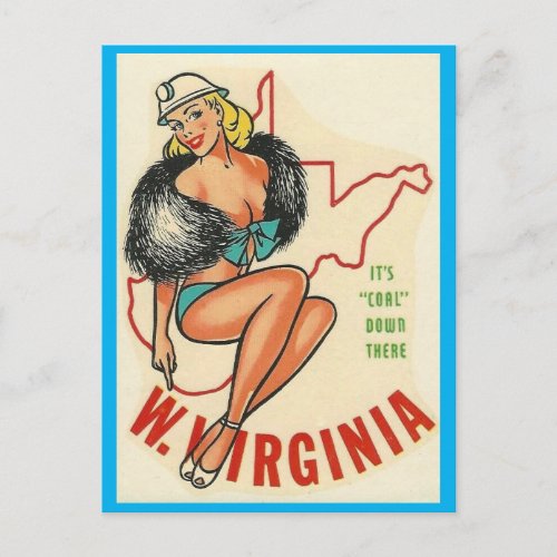 West Virginia Vintage Pin Up Girl Travel Postcard
