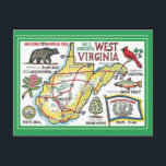 West Virginia Vintage Postcard<br><div class="desc">A vintage postcard map of  West Virginia.</div>