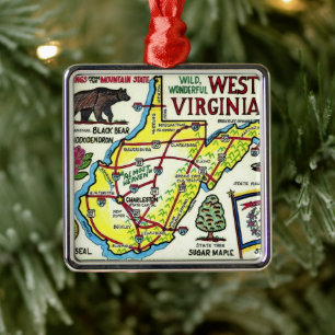 West Virginia Vintage Postcard Metal Ornament