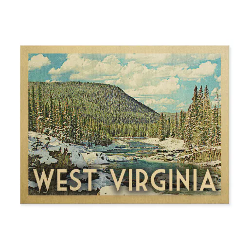 West Virginia Vintage Travel Snowy Winter Nature Postcard