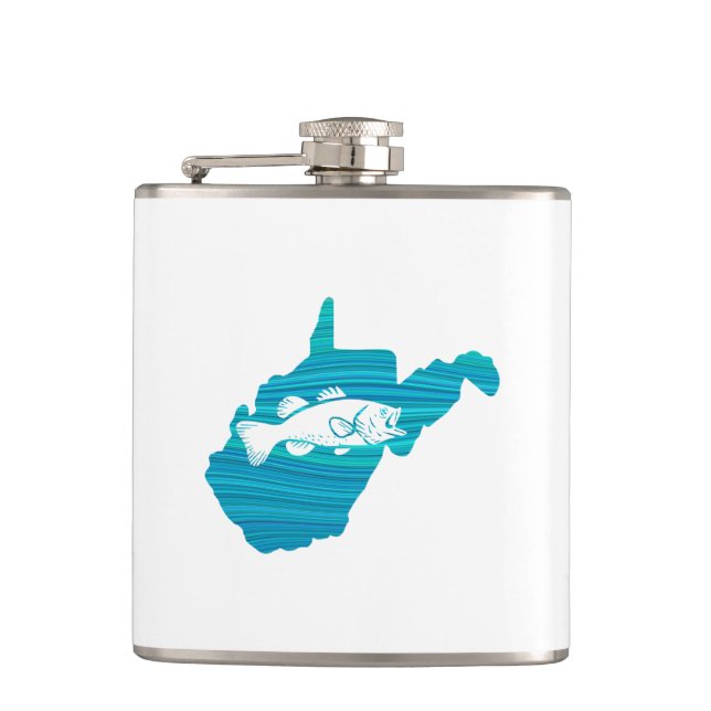 West Virginia Wave Fishing Flask (Front)