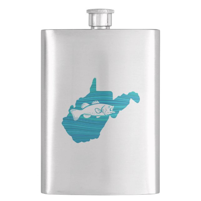 West Virginia Wave Fishing Flask (Front)