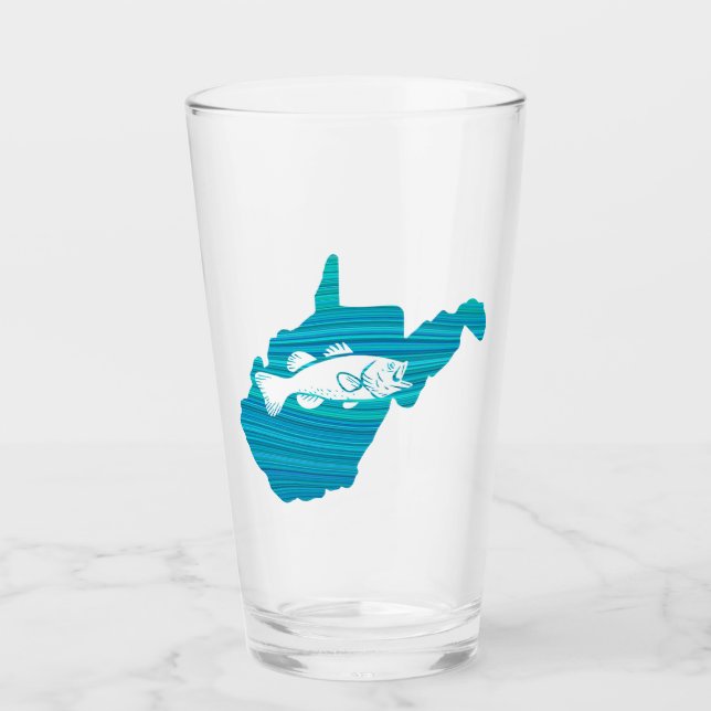 West Virginia Wave Fishing Glass (Front)