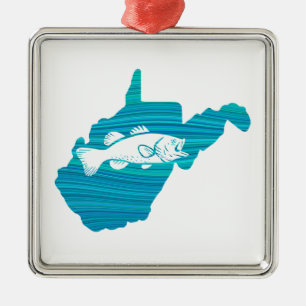 West Virginia Wave Fishing Metal Ornament