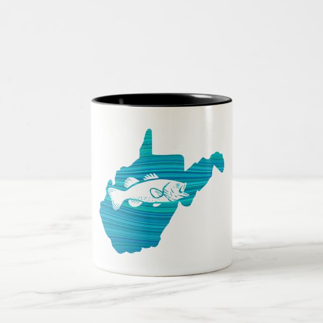 West Virginia Wave Fishing Two-Tone Coffee Mug (Center)