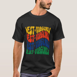 West Virginia Wavy Text Patriotic Design T-Shirt