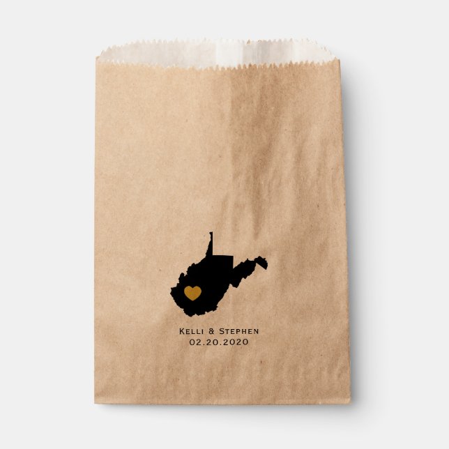 West Virginia Wedding Favor Treat Sacks, Gift Bags (Front)