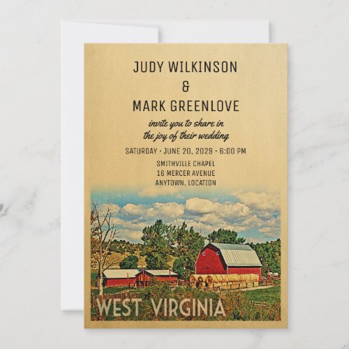 West Virginia Wedding Invitation Farm Barn Rustic