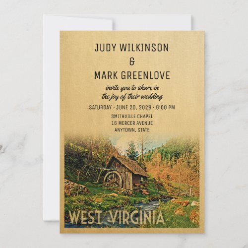 West Virginia Wedding Invitation Rustic Cabin Mill