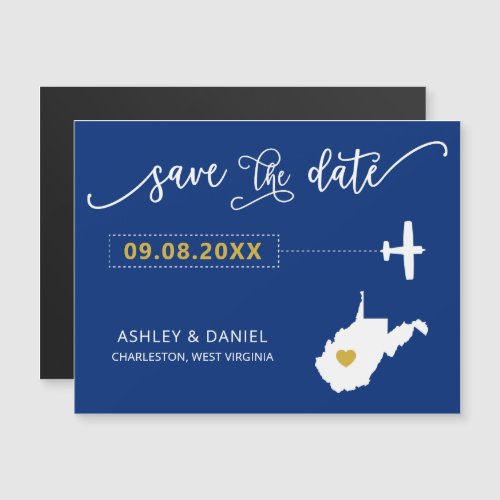 West Virginia Wedding Save the Date Card Map Magnetic Invitation