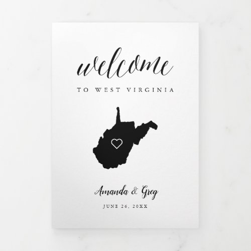 West Virginia Wedding Welcome Letter  Itinerary Tri_Fold Program