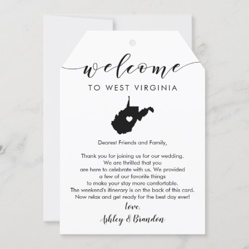 West Virginia Wedding Welcome Tag Itinerary