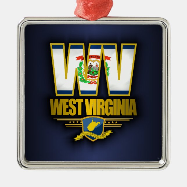 West Virginia (WV) Metal Ornament (Front)
