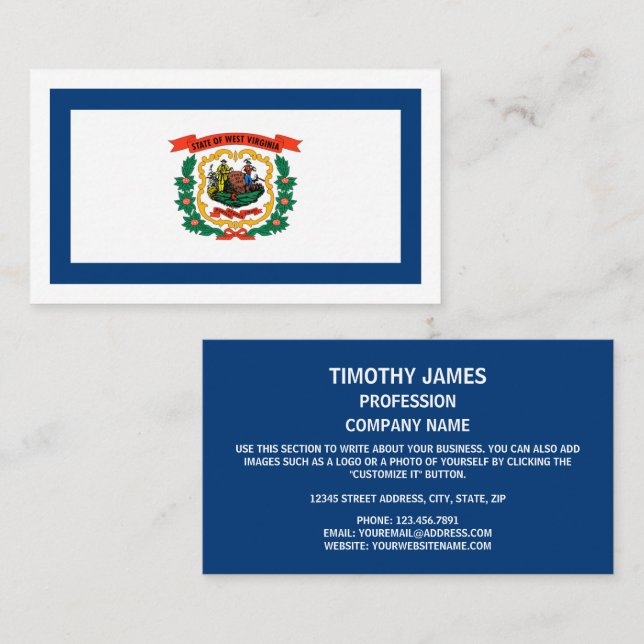 West Virginian Flag, Flag of West Virginia Business Card (Front/Back)