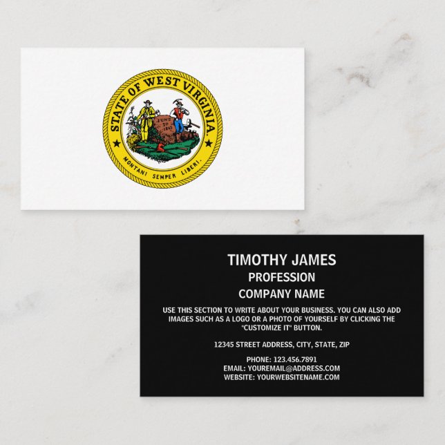 West Virginian Seal, Seal of West Virginia Business Card (Front/Back)