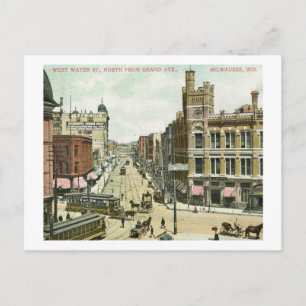 West Water St., Milwaukee, Wisconsin 1908 Vintage Postcard
