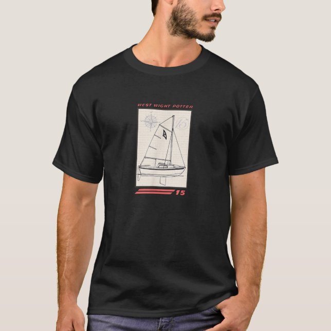 West Wight Potter 15 Sailboat Line Drawing T-Shirt (Front)