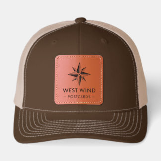 West Wind Postcards Black Logo Leather Patch Hat