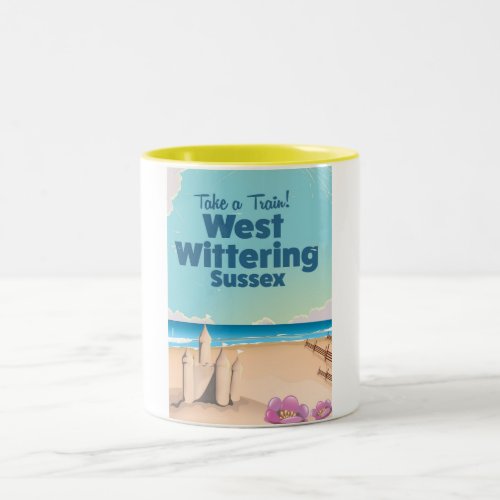 West Wittering Sussex beach vintage travel poster Two_Tone Coffee Mug