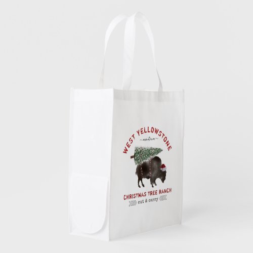 West Yellowstone Montana Christmas Tree Ranch Grocery Bag