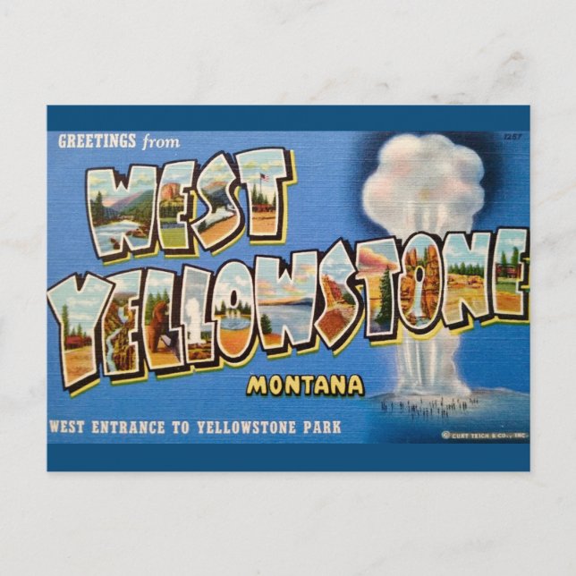 West Yellowstone National Park Postcard (Front)