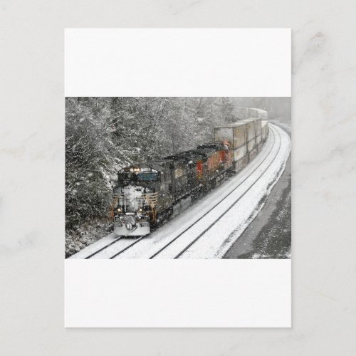 Westbound Train in Snow Postcard