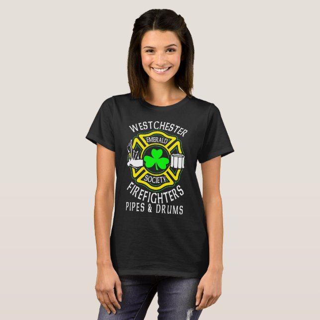 Westchester Firefighters Emerald Society Pipes _ D T-Shirt (Front Full)