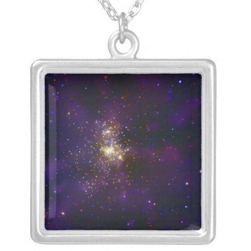 Westerlund 2 a young star cluster silver plated necklace