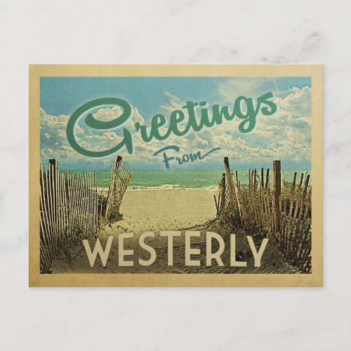 Westerly Beach Vintage Travel Postcard