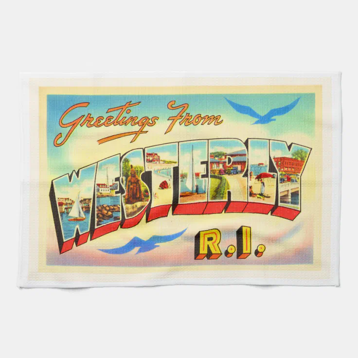 Westerly Rhode Island RI Vintage Travel Souvenir Kitchen Towel Zazzle