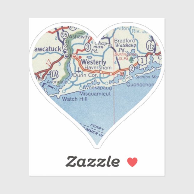 Westerly RI Map Sticker (Sheet)