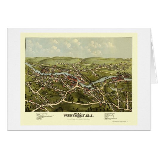 Westerly, RI Panoramic Map - 1877 Cards (Front Horizontal)