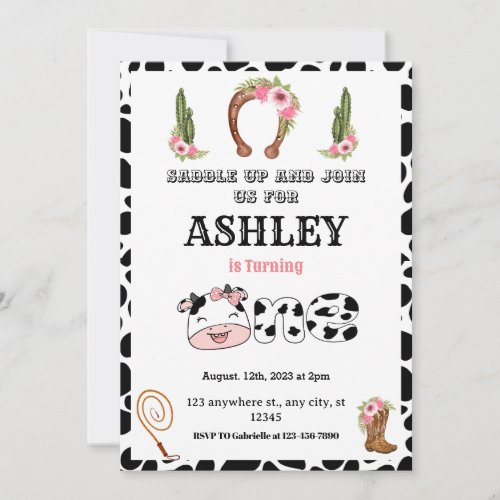 Western 1st Baby Girl rodeo  Invitation