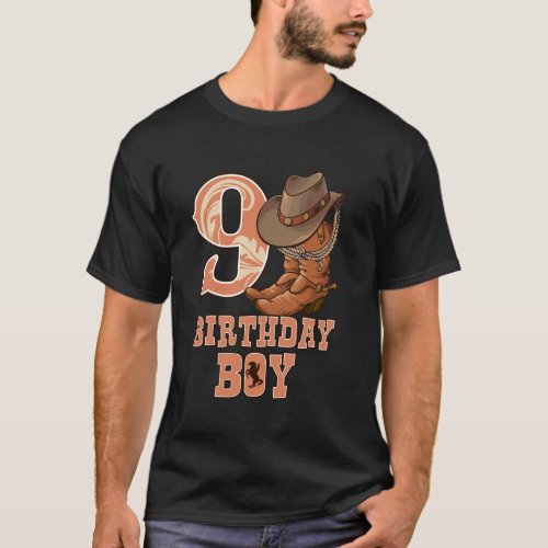 Western 9th Birthday Cowboy 9 Year Old Boy Rodeo B T-Shirt