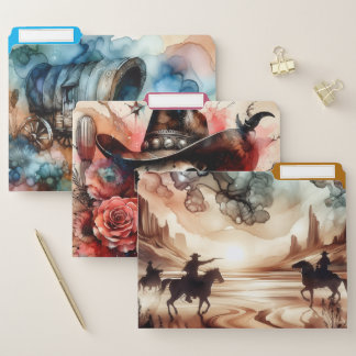 Western Alcohol Ink File Folders
