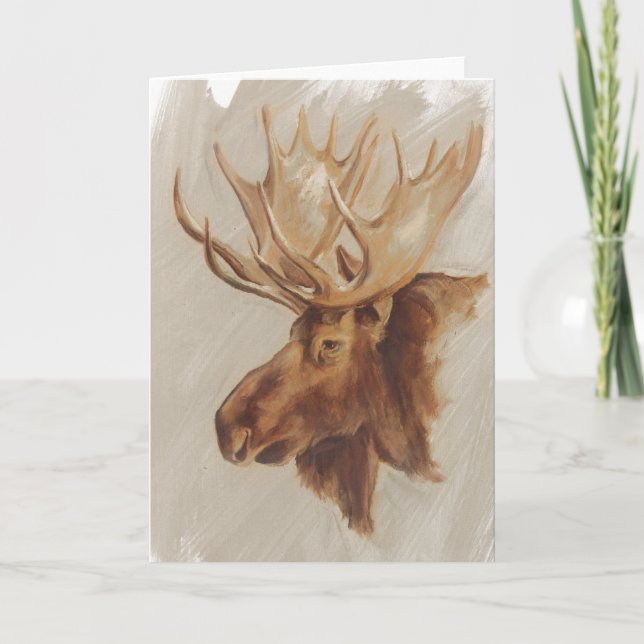 Western American Animal Study | Moose Portrait Card (Front)